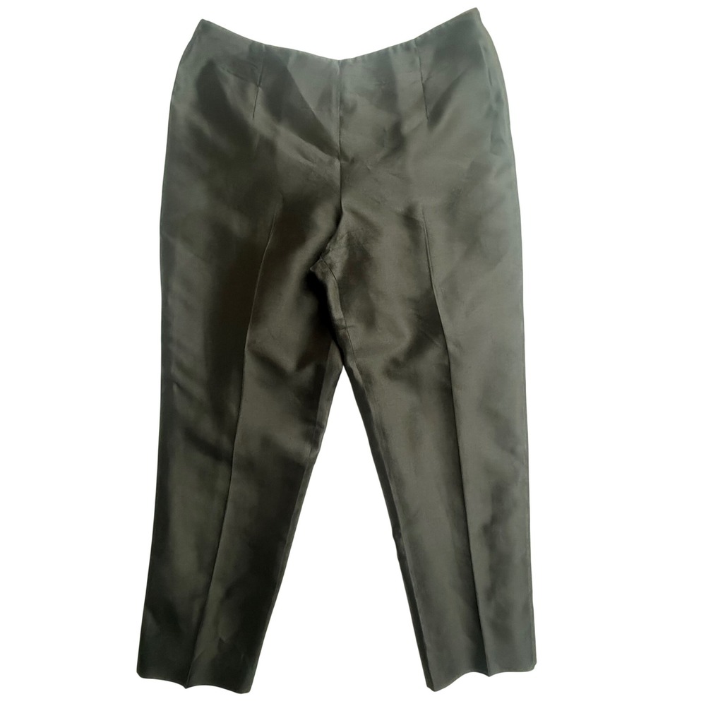 Talbots Petites Bare Silk Black Dress Pants Women 14P Straight Leg Side‎ Zip